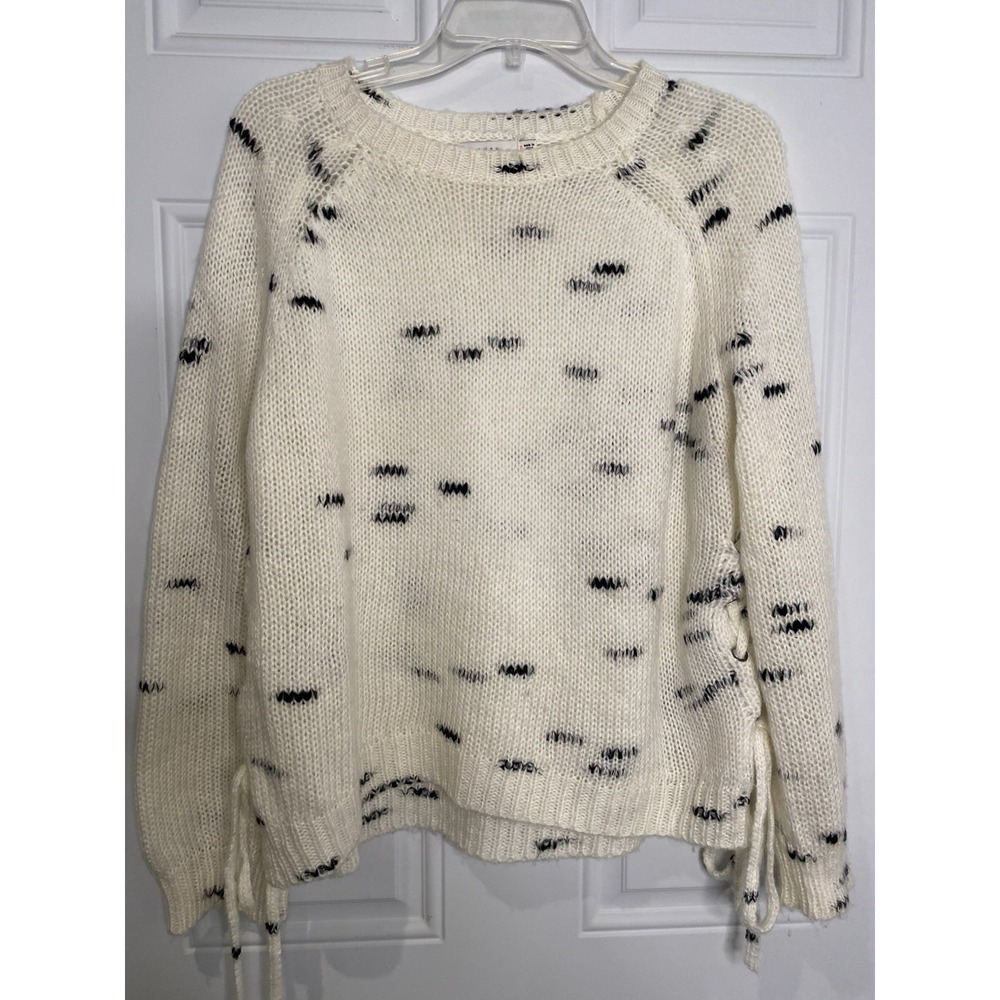 Lush Sweater Women's Small Oversized Pullover Side Ties White and Black